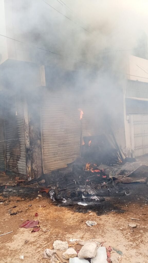 Fire and rescue operation at a furniture shop near Azam Plaza in Gulshan-e-Iqbal Karachi