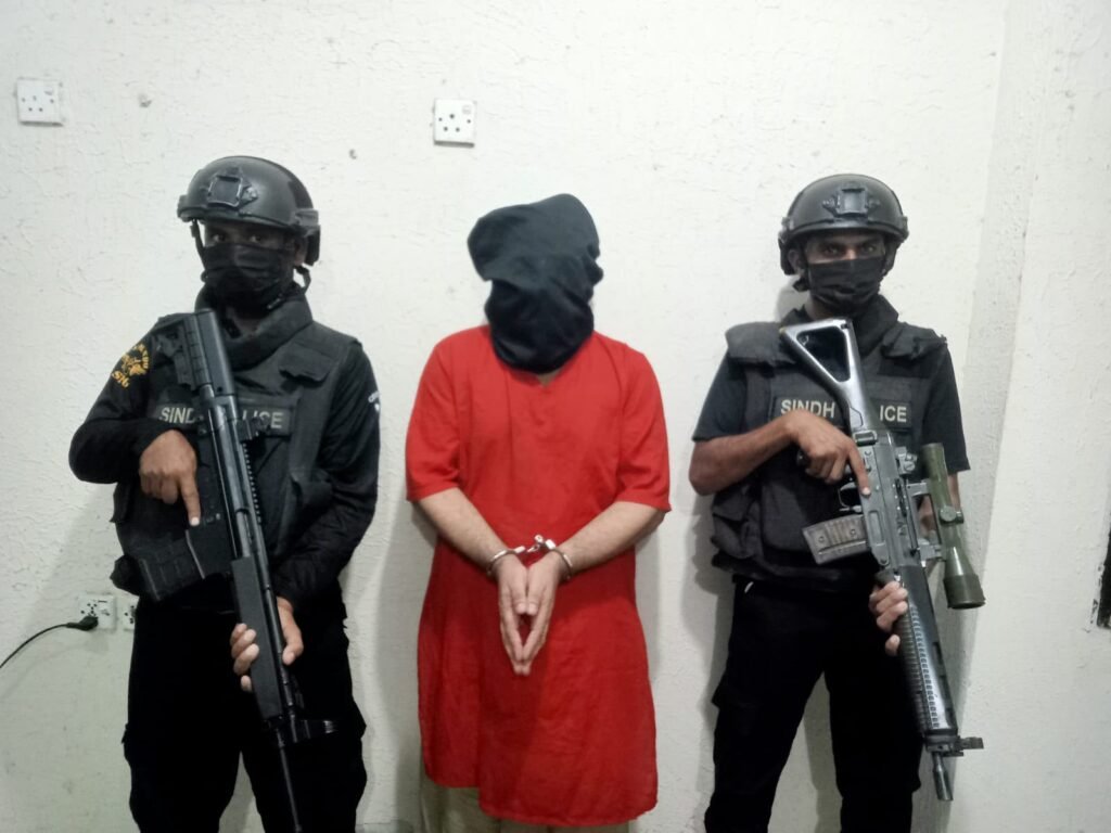 Security personnel conduct a joint counterterrorism operation in Karachi following the arrest of a suspected militant