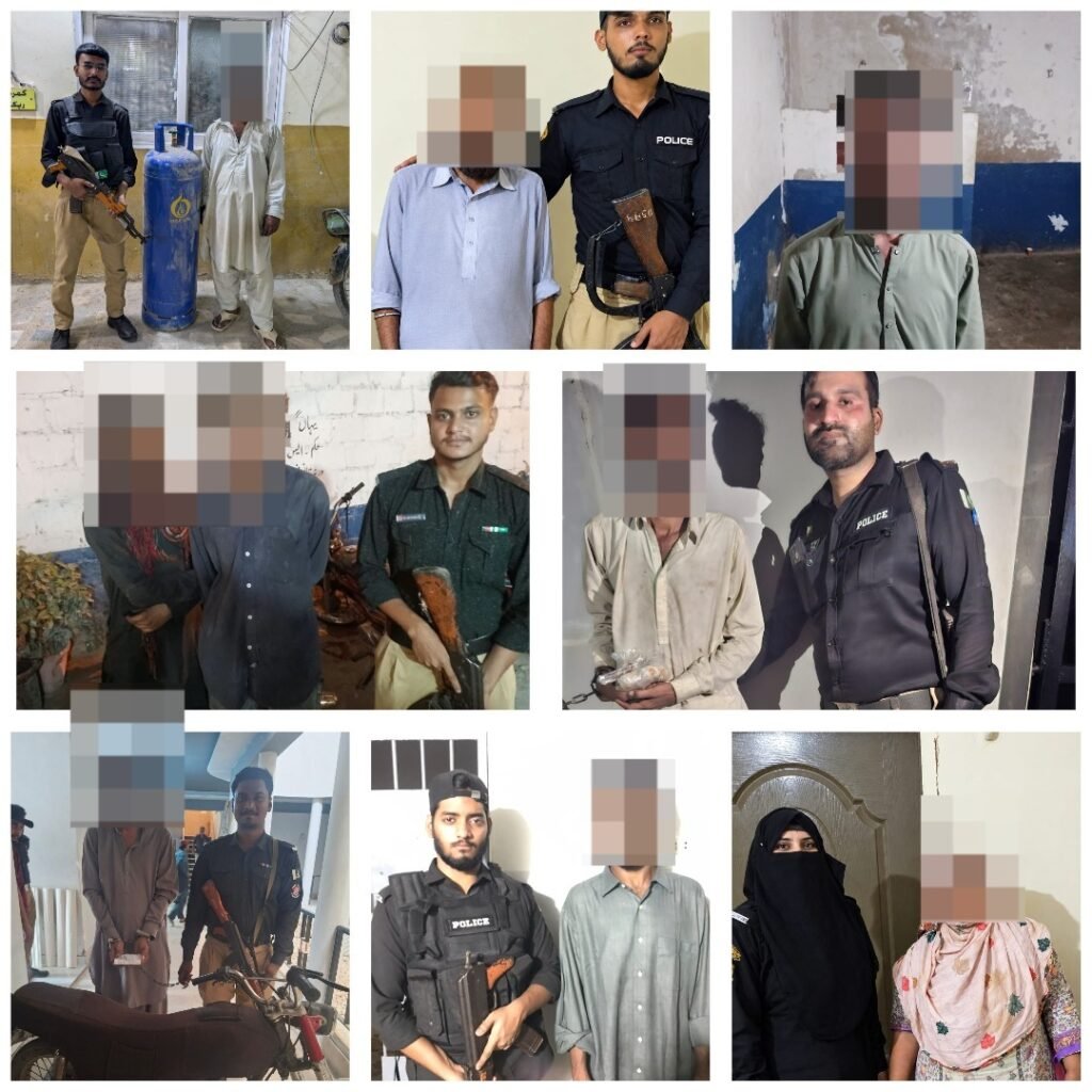 District Central Police operations against drug dealers and wanted suspects in Karachi
