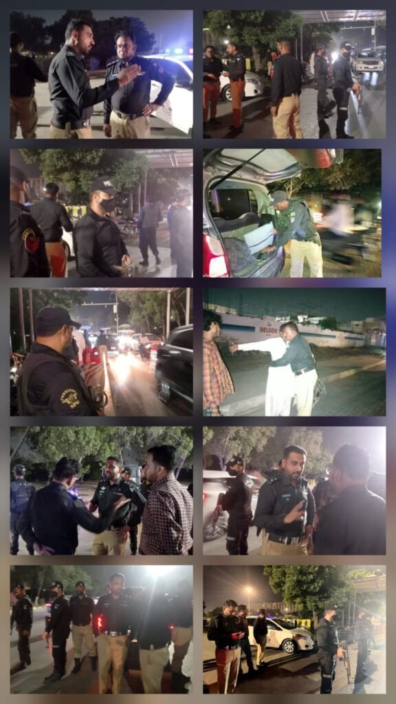 SSP Malir Dr Abdul Khaliq Pirzada reviews police snap-checking operations and directs officers to thoroughly check suspicious people and vehicles.