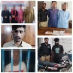 District Central Police operations in Karachi lead to arrests and the recovery of weapons, drugs and a stolen motorcycle.