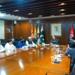 Additional IG Karachi Azad Khan meeting the Karachi Goods Carriers Association delegation at Karachi Police Office.