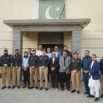 Additional IG Karachi Azad Khan reviews the CPK camera surveillance system and security arrangements at the Defence Police Station command and control room in DHA Karachi.