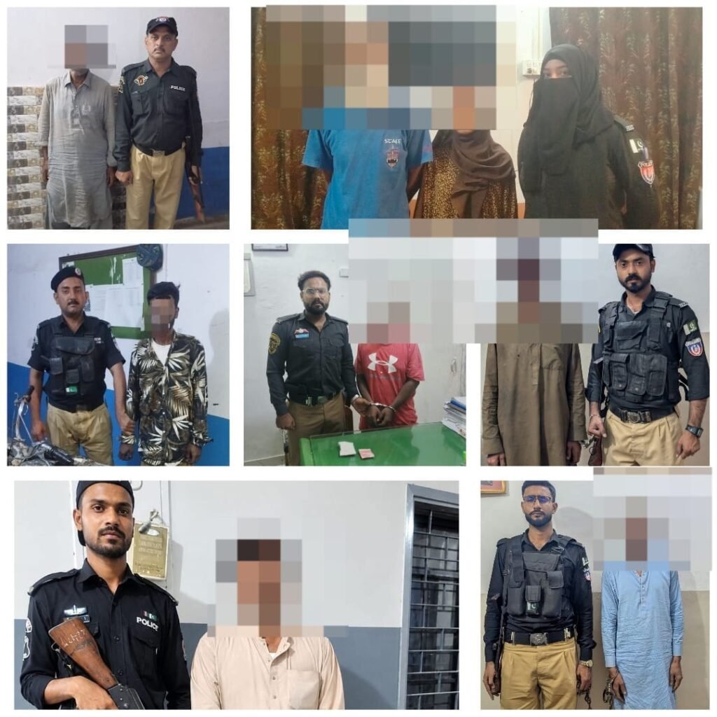 District Central Police Karachi conduct operations against drug dealers and motorcycle thieves, recovering crystal ice, stolen motorcycles and a missing 16-year-old girl.