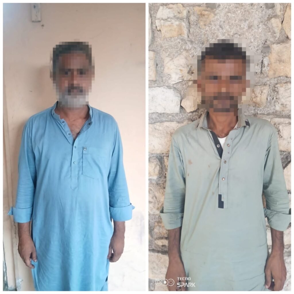 Keamari Police conduct raids in Jackson and arrest two suspects with 125 packets of gutka mawa.
