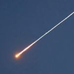 Illustration of an air defence system intercepting a cruise missile near Medina