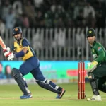 Pakistan and Sri Lanka players during the third T20 international at Rawalpindi Cricket Stadium