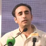 Bilawal Bhutto Zardari speaking at a Karsaz tragedy anniversary event in Karachi.