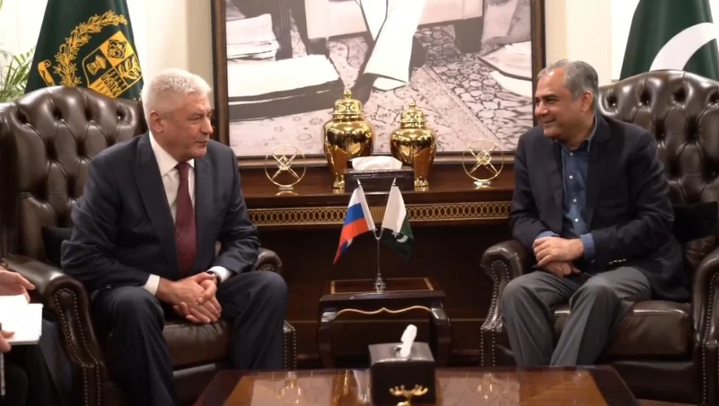 Pakistan Interior Minister Mohsin Naqvi meeting Russian Interior Minister Vladimir Kolokoltsev