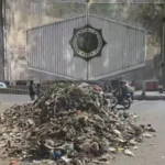 Garbage outside railway offices in Karachi