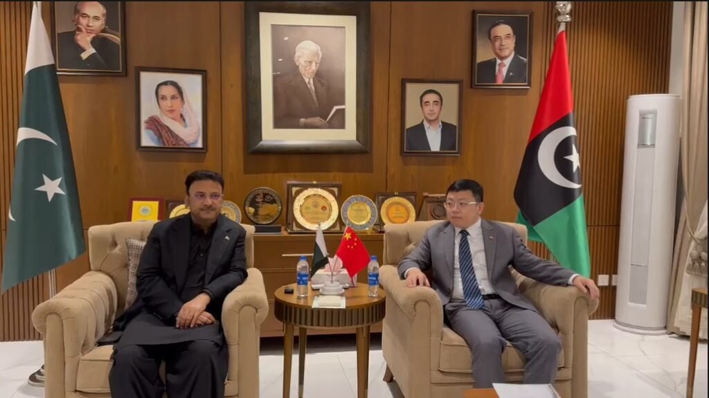 Zia Ul Hassan Lanjar meeting Chinese Acting Consul General in Karachi
