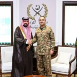Field Marshal Syed Asim Munir meets Saudi Ambassador Dr Rajeh Tami Al-Buqami at GHQ in Rawalpindi to discuss defence cooperation and regional security.