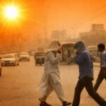 Climate Action Centre director Yasir Hussain briefing journalists on Karachi heat risks and climate change