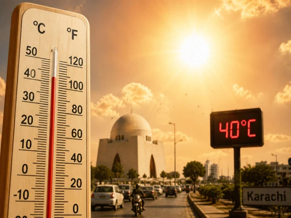 Hot weather and high temperatures in Karachi during October.
