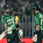 Pakistan cricket team batting against Sri Lanka in the first T20 match at Rawalpindi