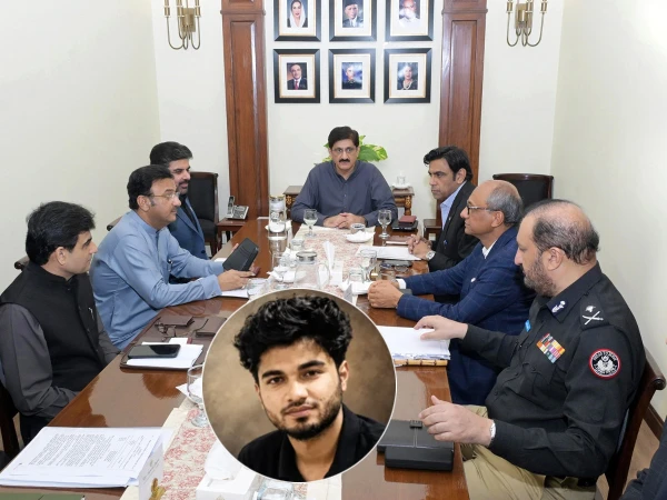Sindh Chief Minister Murad Ali Shah during a meeting on the Mir Raza case judicial commission recommendations.