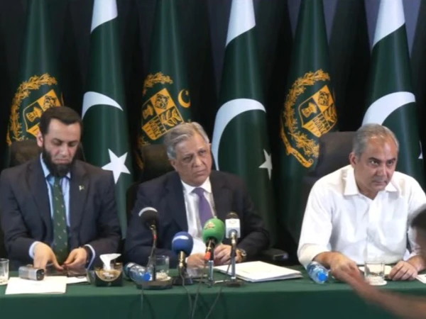 Interior Minister Mohsin Naqvi, Law Minister Azam Nazeer Tarar and Information Minister Attaullah Tarar address a press conference in Islamabad