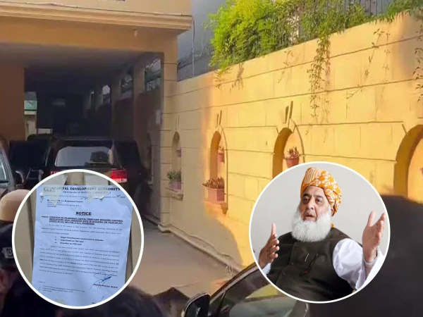 Notice issued by the Capital Development Authority over alleged illegal constructions and encroachments at Maulana Fazlur Rehman's Islamabad residence