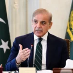 Prime Minister Shehbaz Sharif speaking during a federal cabinet meeting in Islamabad