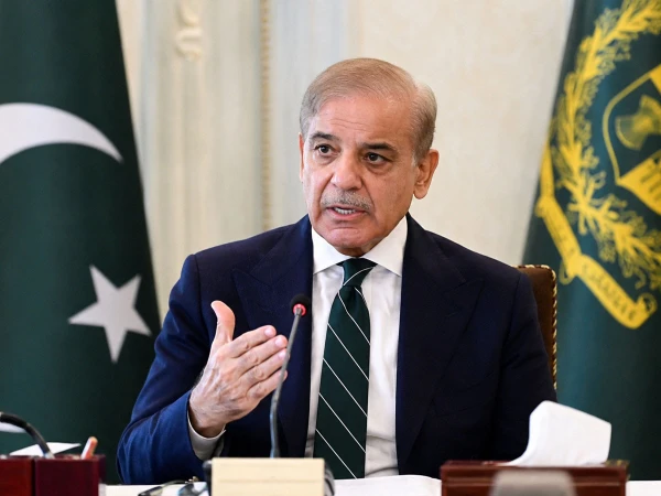 Prime Minister Shehbaz Sharif speaking during a federal cabinet meeting in Islamabad