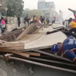 Rescue teams at the site of an under-construction bridge collapse in Gulshan Iqbal Karachi