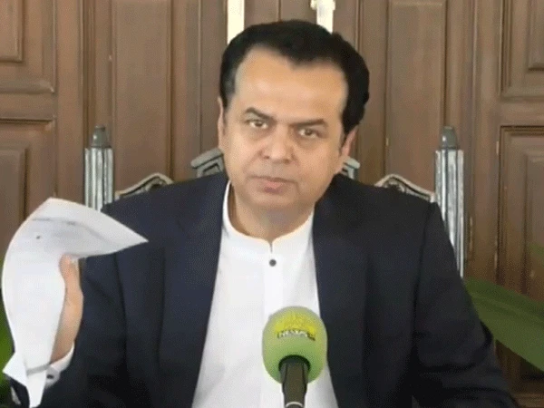 Minister of State for Interior Talal Chaudhry speaking to the media in Jaranwala