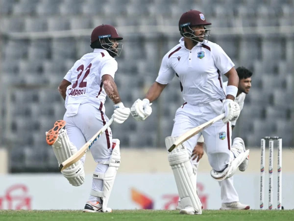 West Indies cricket team celebrates after defeating Bangladesh by eight wickets in the first Test match